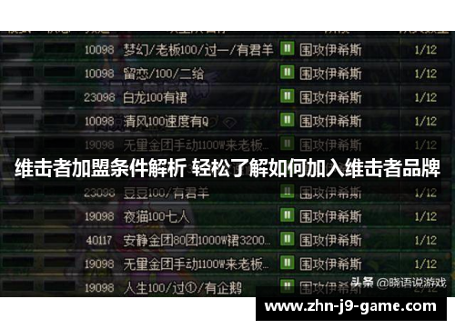 维击者加盟条件解析 轻松了解如何加入维击者品牌